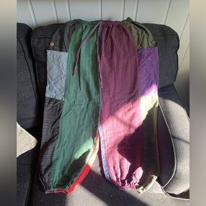 Patchwork harem pants